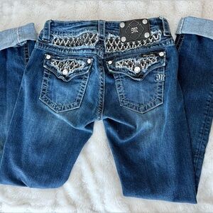 Miss Me Dark Blue Embellished Skinny Jeans